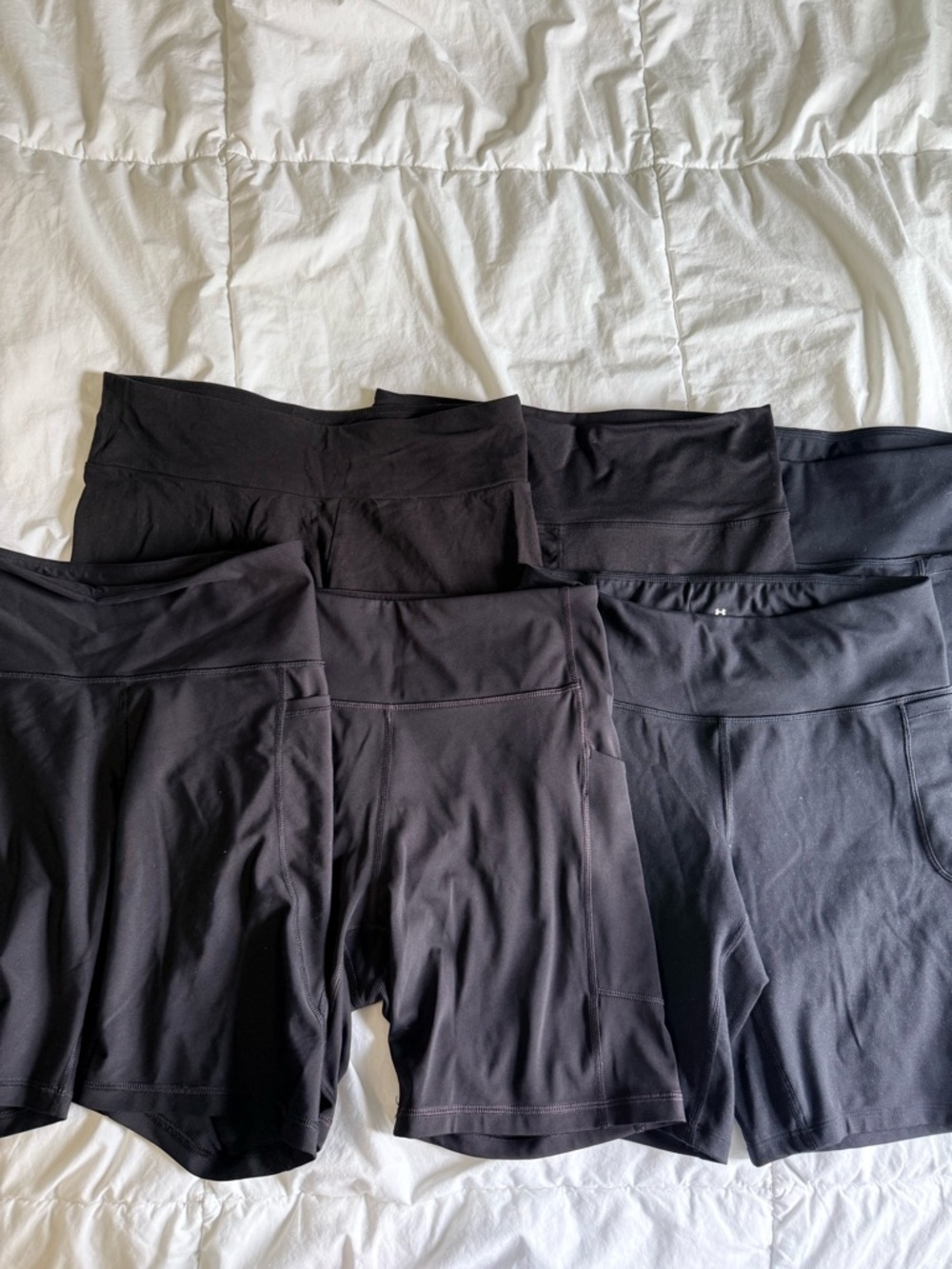 Black Athletic Bike Shorts - Pack of 6